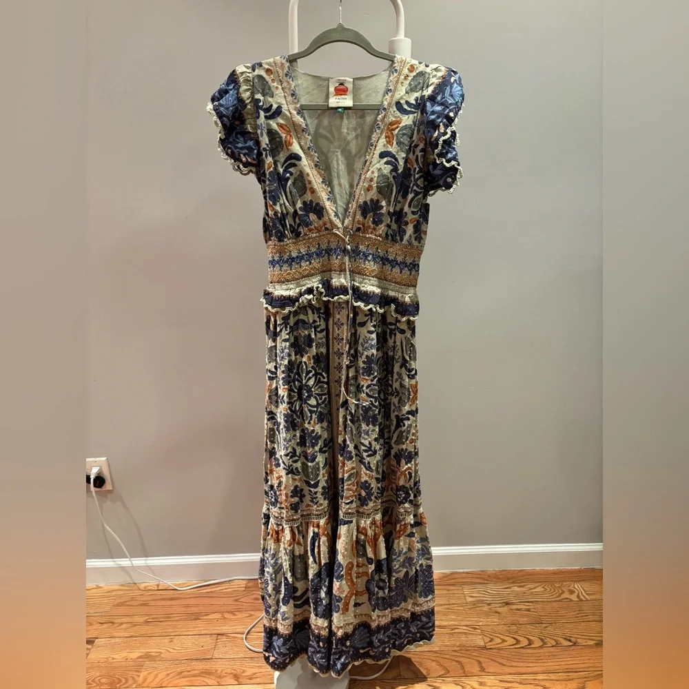 Farm Rio Anthropologie Ocean Tapestry Maxi Dress Medium - Picture 5 of 8